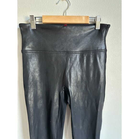 SPANX Women's Black Shaping Faux Leather Full Length Leggings Size L - Picture 4 of 9